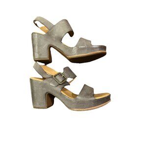 Kork-Ease San Carlos Women's Grey Leather Strappy Platform Sandals Size 8